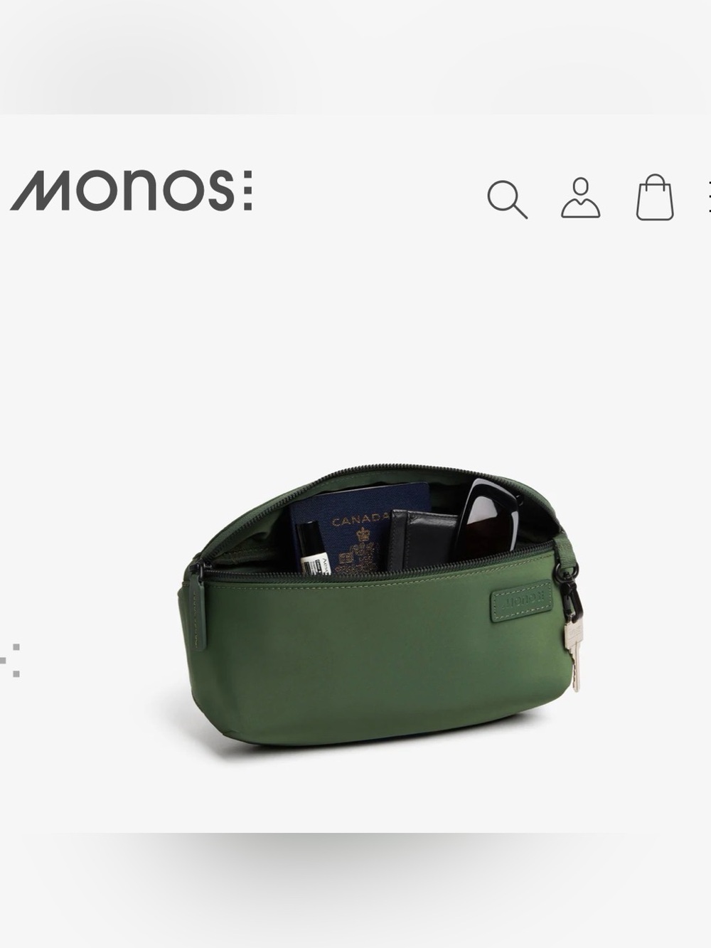 MONOS Olive Green Men's Belt Bag - Picture 3 of 8